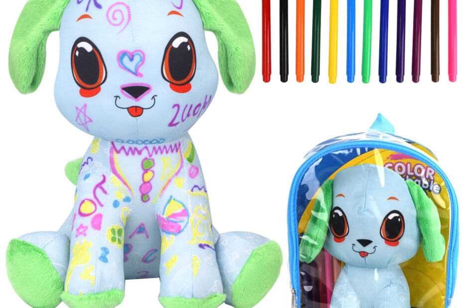 Amazon DRAWMYTOY Coloring Plush Toy With 12 Washable Markers For Little Girls Doodle Dolls Arts And Crafts Soft DIY Washable Doodle Stuffed