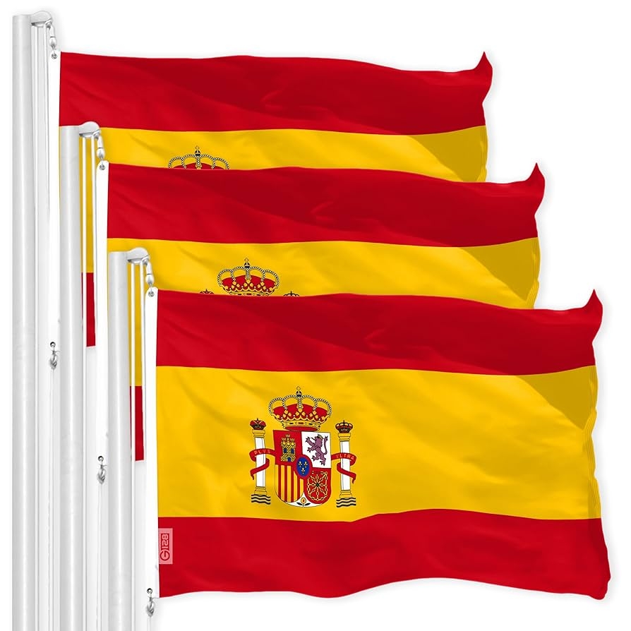 Amazon G128 3 Pack Spain Spanish Flag 3x5 Ft LiteWeave Pro Series Printed 150D Polyester Country Flag Indoor Outdoor Vibrant Colors Brass Grommets Thicker And More Durable Than 100D 75D