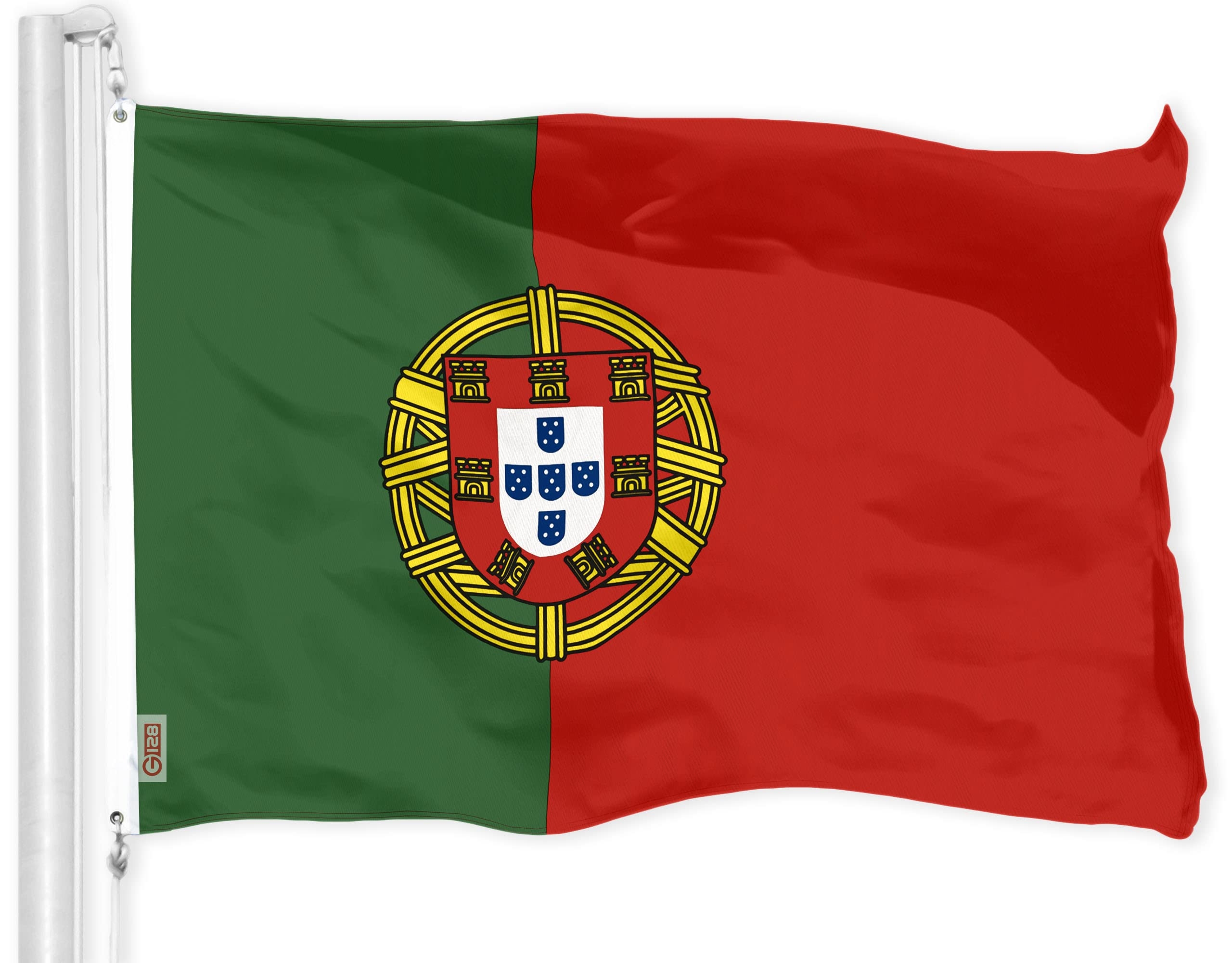Amazon G128 Portugal Portuguese Flag 3x5 Ft LiteWeave Pro Series Printed 150D Polyester Country Flag Indoor Outdoor Vibrant Colors Brass 