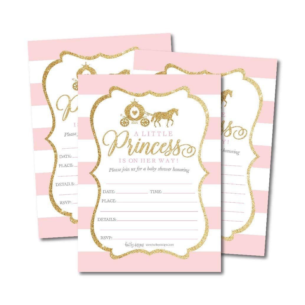 Amazon Hadley Designs 25 Little Princess Baby Shower Invitations Pink U0026 Gold Sprinkle Invite For Girl Modern Gender Theme On Her Way Cute 