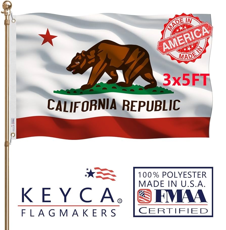 Amazon KEYCA California Republic State Flag 3x5 FT Made In The USA Heavy Duty Vibrant Colors Double Sided Cali CA Flag With 2 Brass Grommets For Home Company Indoor Outdoor Decoration Patio Lawn
