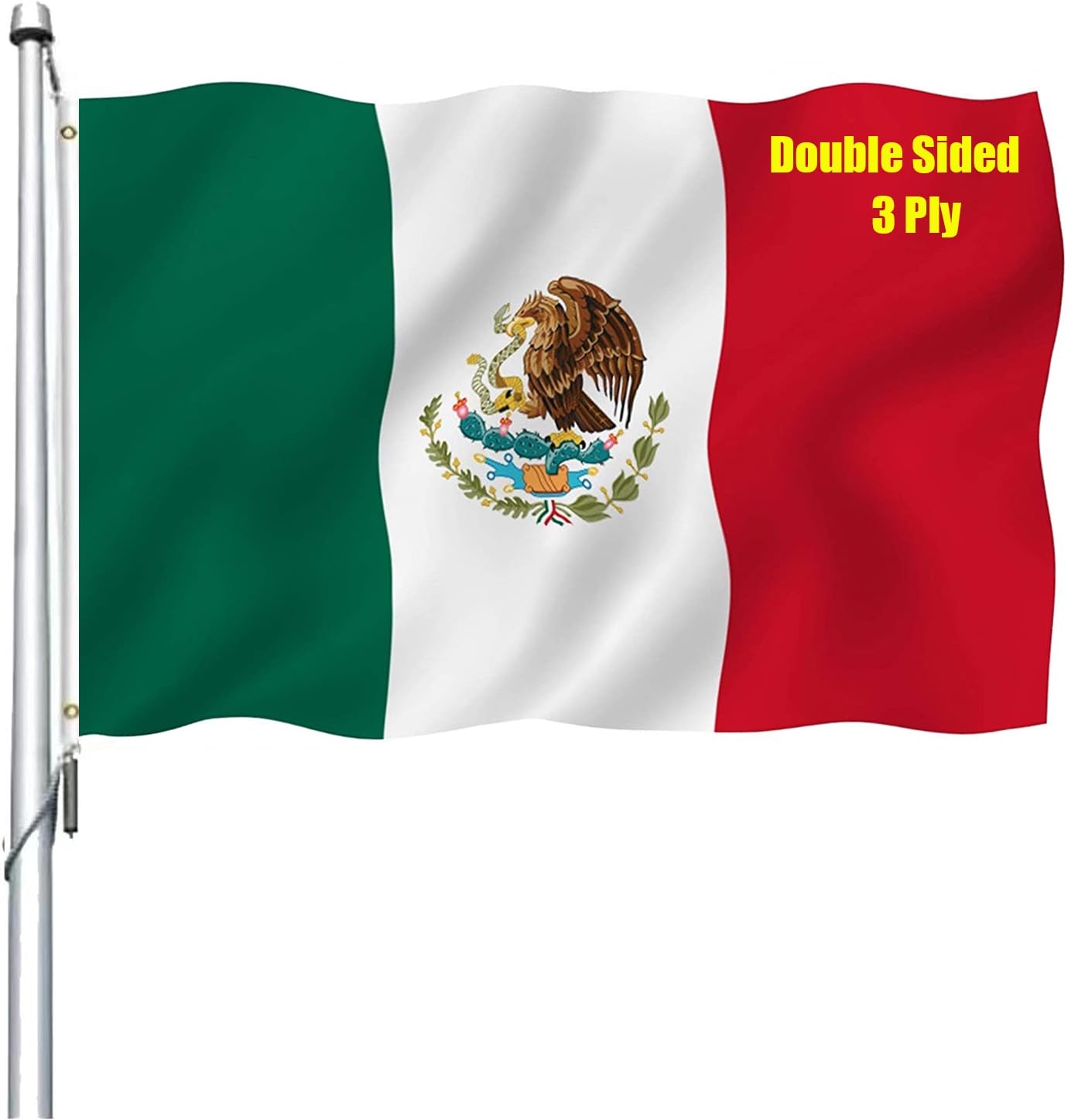 Amazon REIDFERR Mexican Flag 3x5 Double Sided Mexico Flag Vivid Color Polyester Mexican MX National Flags Long Lasting With 2 Brass Grommets For Outdoor Car Hood Room Wall Patio Lawn