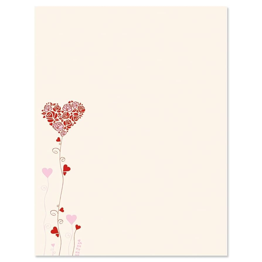 Amazon Seeds Of Love Letter Paper Decorative Stationery With Heart Border Printable Valentine s Day Wedding U0026 Bridal Shower U0026 Invitation Letterhead Sheets Set Of 25 8 1 2