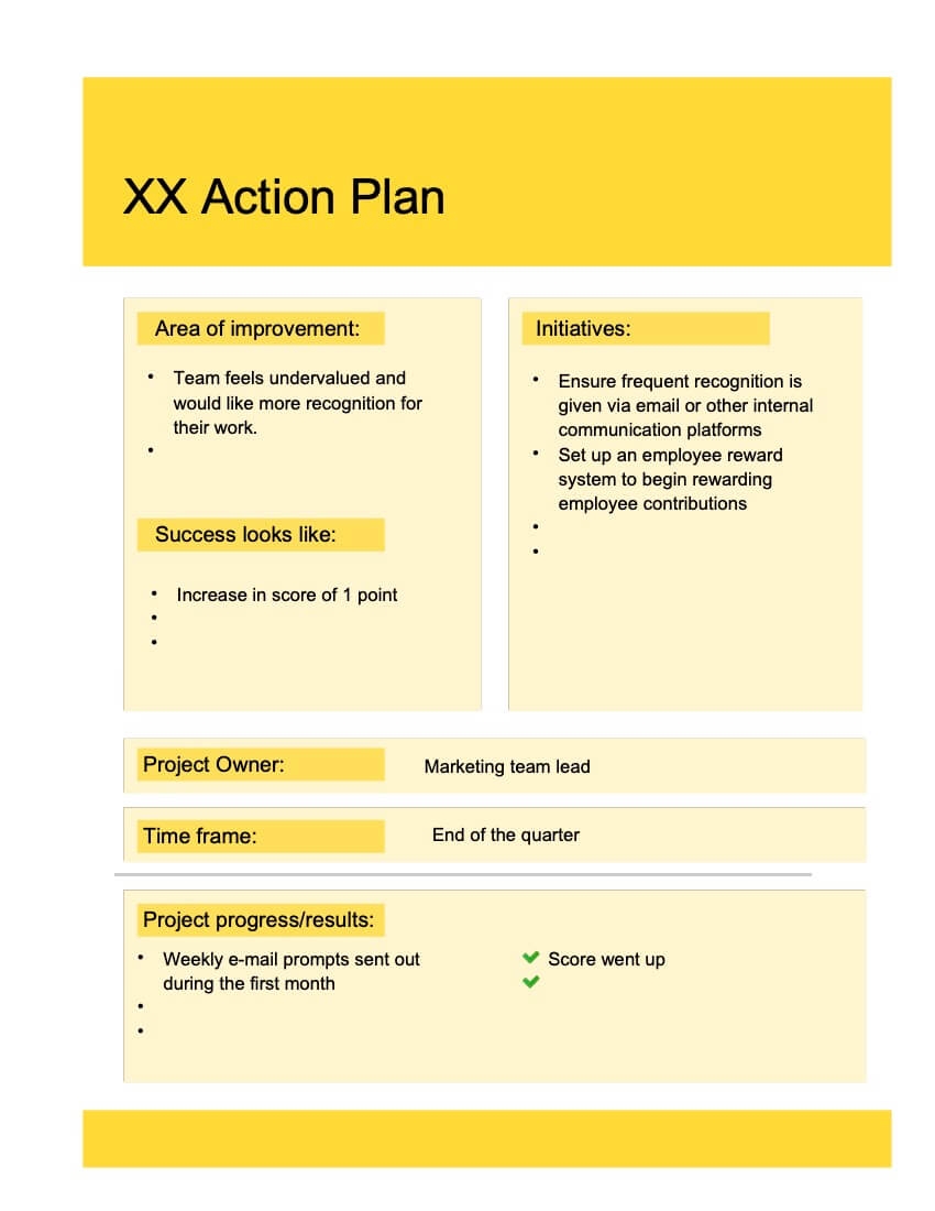 employee engagement action plan template excel