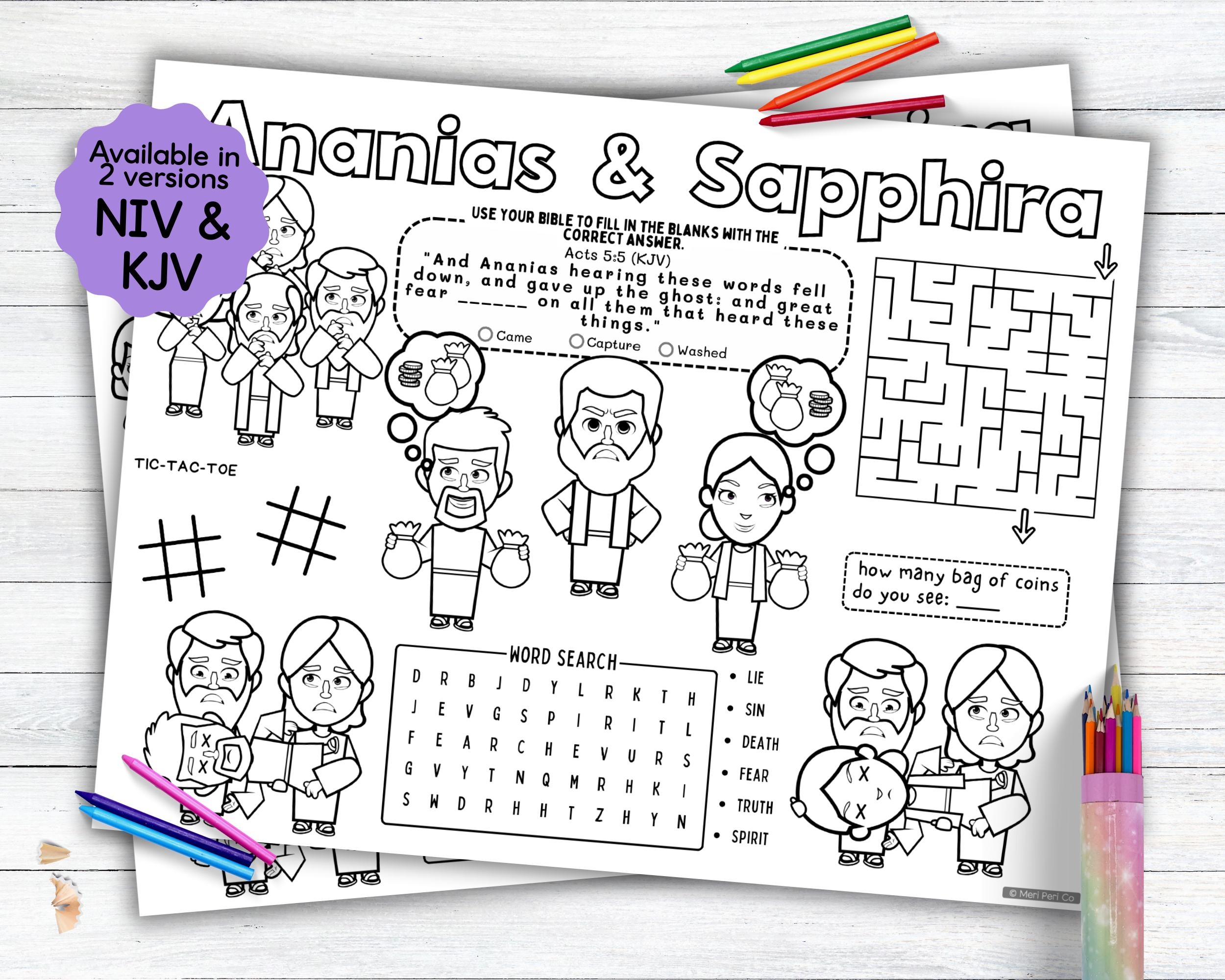 ananias and sapphira worksheet