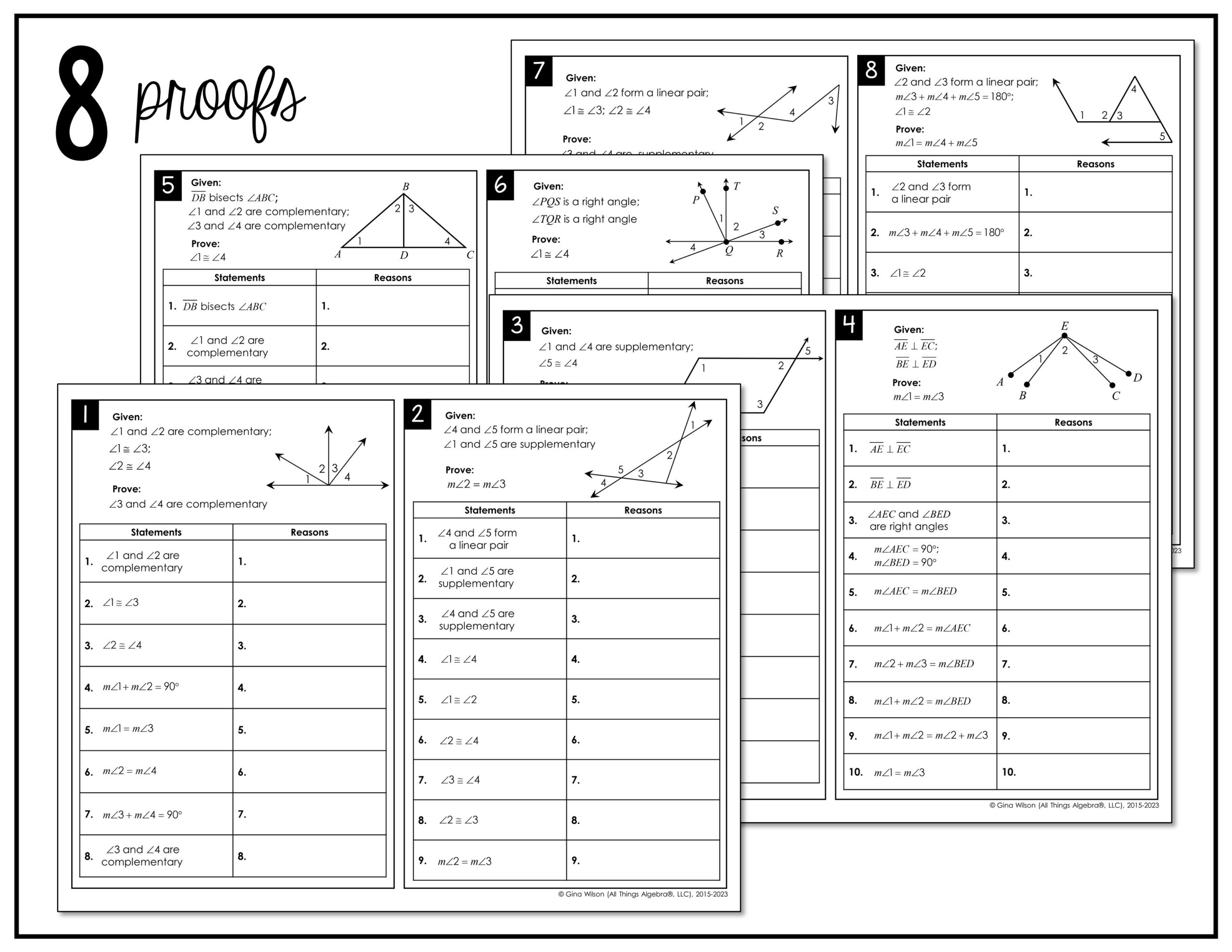 Angle Proofs Peel U0026 Stick Activity All Things Algebra 