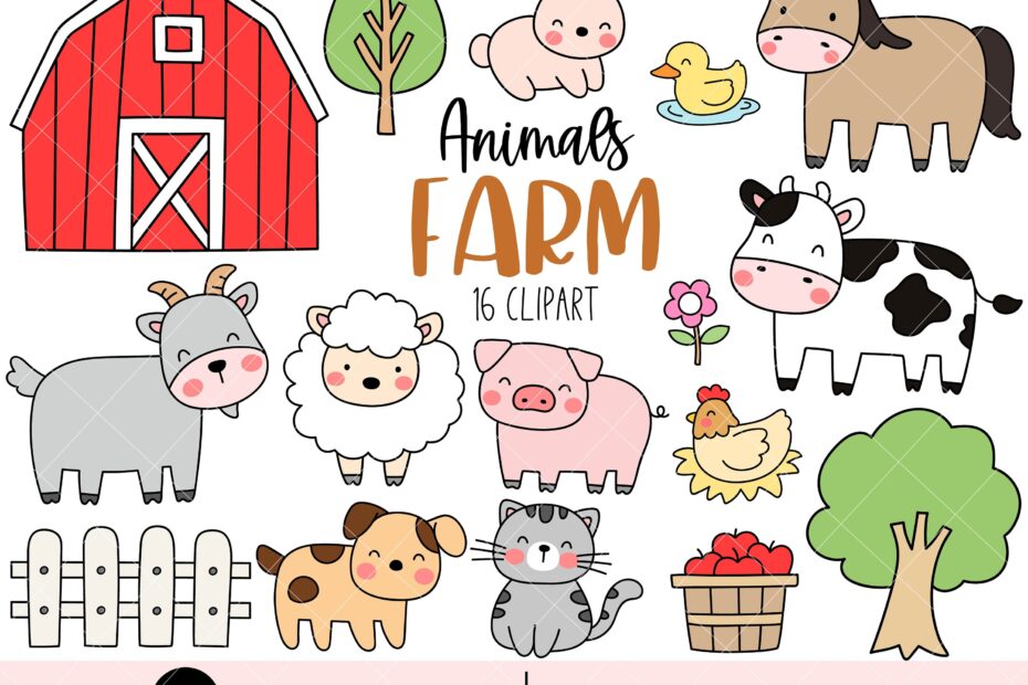 Animals Farm Clipart Cute Farm Animals Farm Clipart Animal Clipart Farm Printable Cow Sheep Horse Pig Duck Barn Clip Art Instant Download Etsy