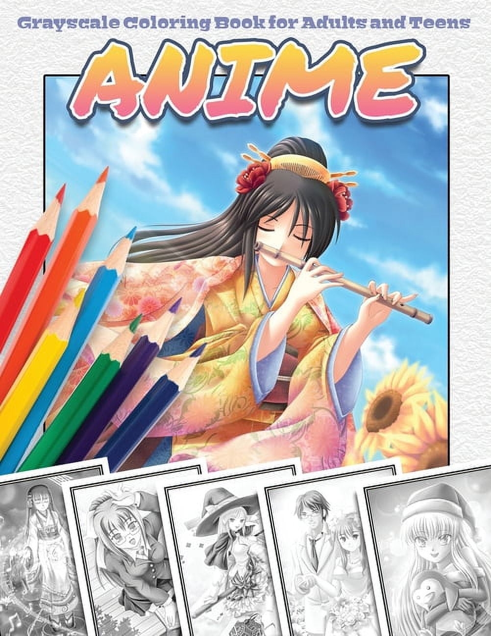 Anime Grayscale Coloring Book For Adults And Teens Paperback 