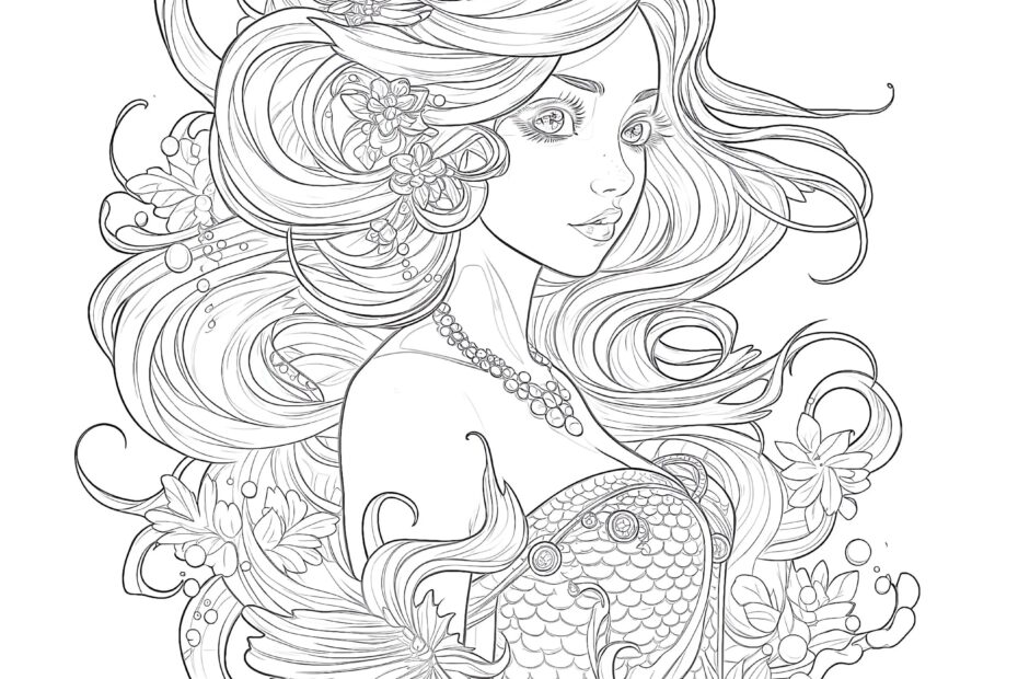 Anime Mermaid Coloring Pages Coloring Pages Mimi Panda