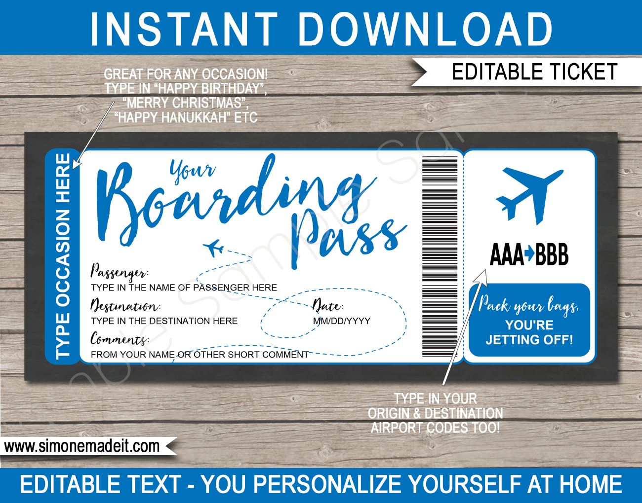 Any Occasion Boarding Pass Colors