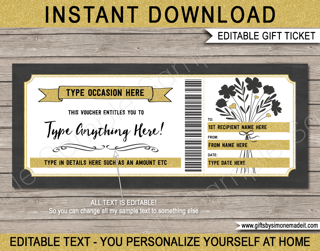Any Occasion Gift Voucher Template Flowers
