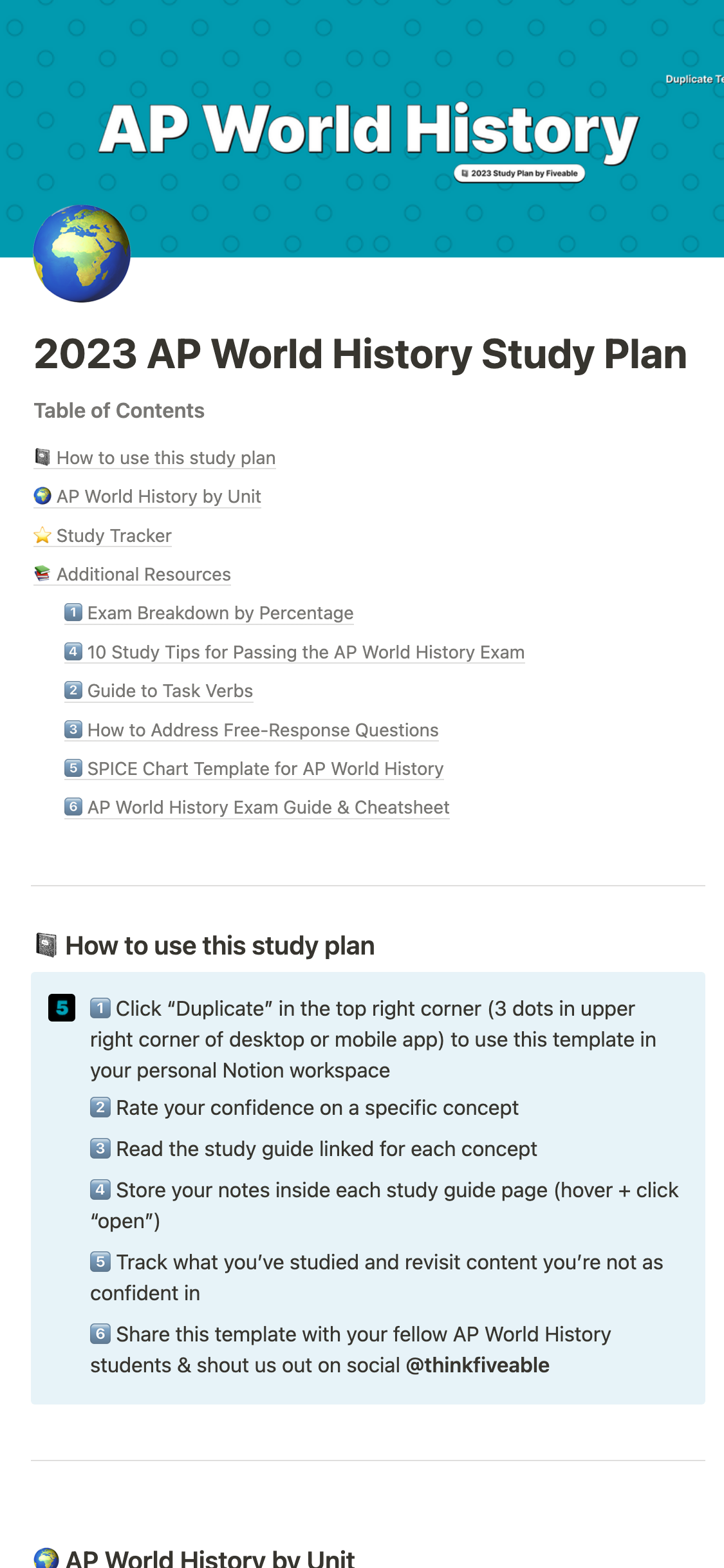 AP World History Study Tracker Template Notion Marketplace