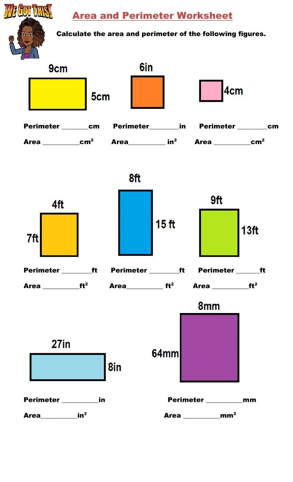 Area And Perimeter Worksheet For 4 6 Live Worksheets 