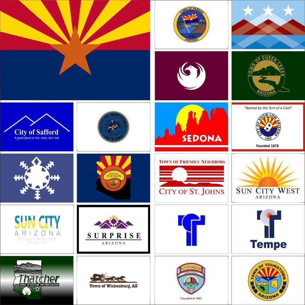 Arizona Flag Chandler Gilbert Guadalupe Marana Peoria Show Low Snowflake Winslow