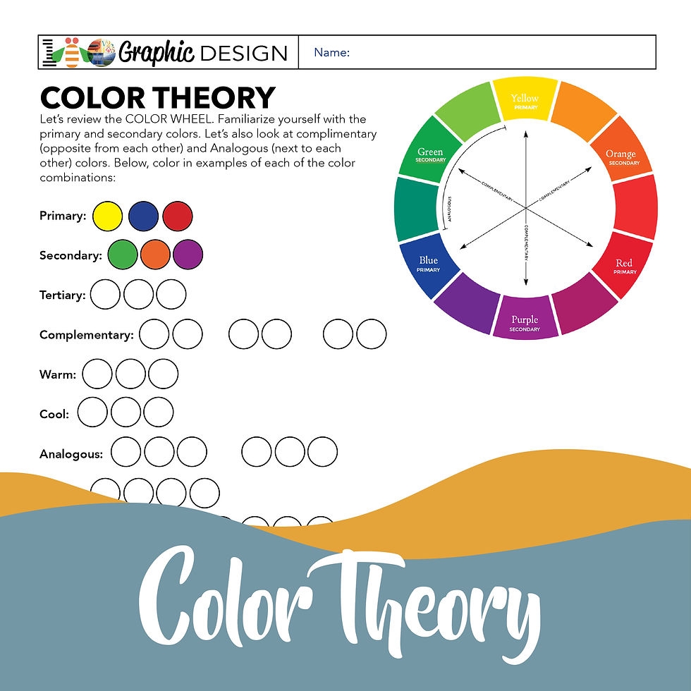 Art Graphic Design Color Wheel U0026 Theory With Palettes Worksheet 