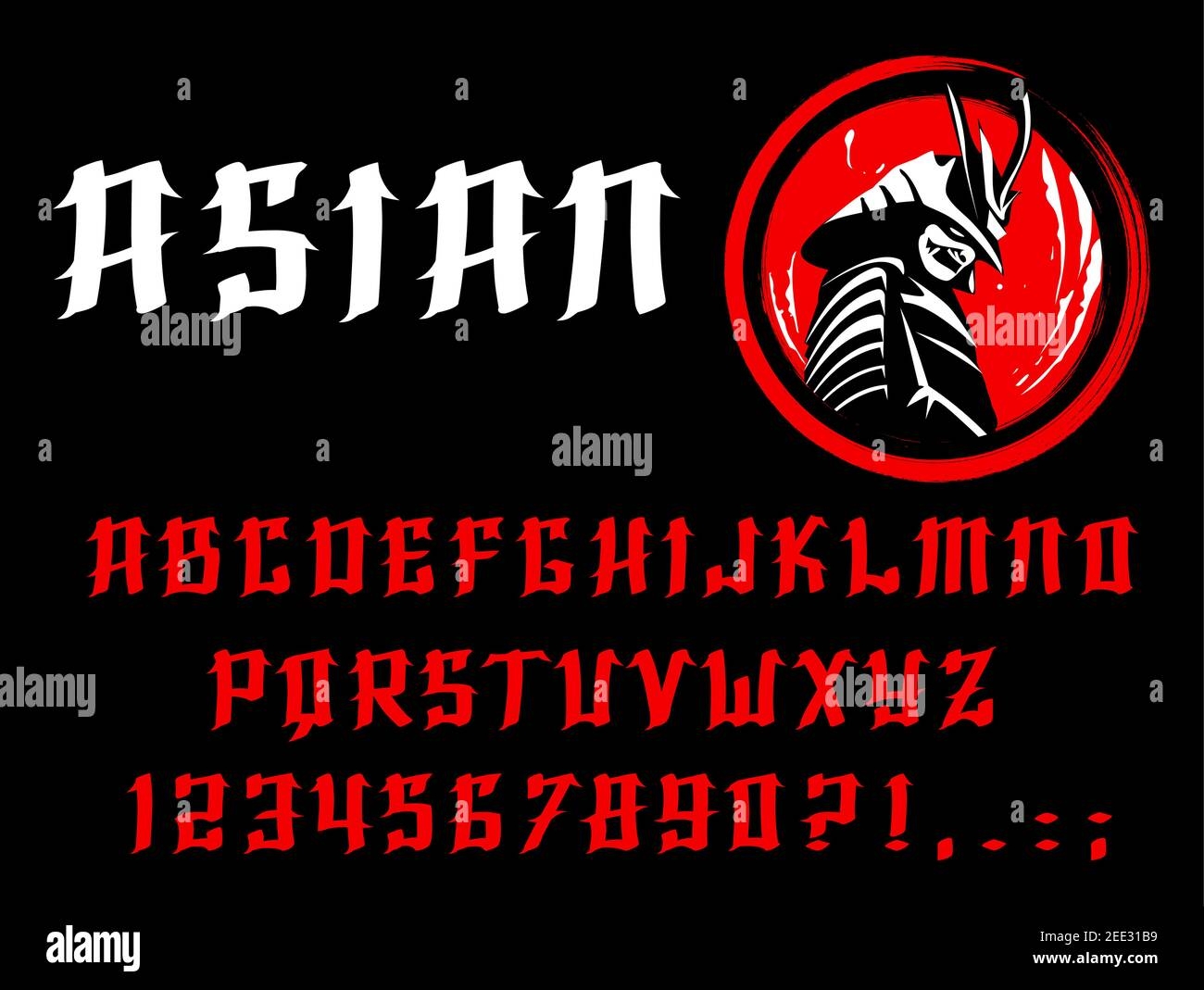 Asian Font Of English Letters And Numbers Vector Abc Type Or Typeface In Japanese Chinese And Korean Oriental Styles Calligraphy Poster Of Uppercas Stock Vector Image U0026 Art Alamy