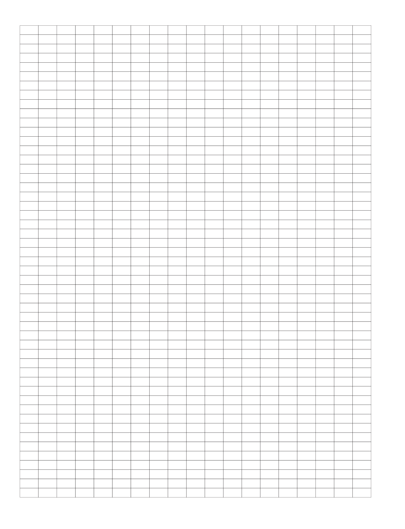 Asymmetric Graph Paper Full Page Grid 1cm 0 5cm 19x51 Boxes 