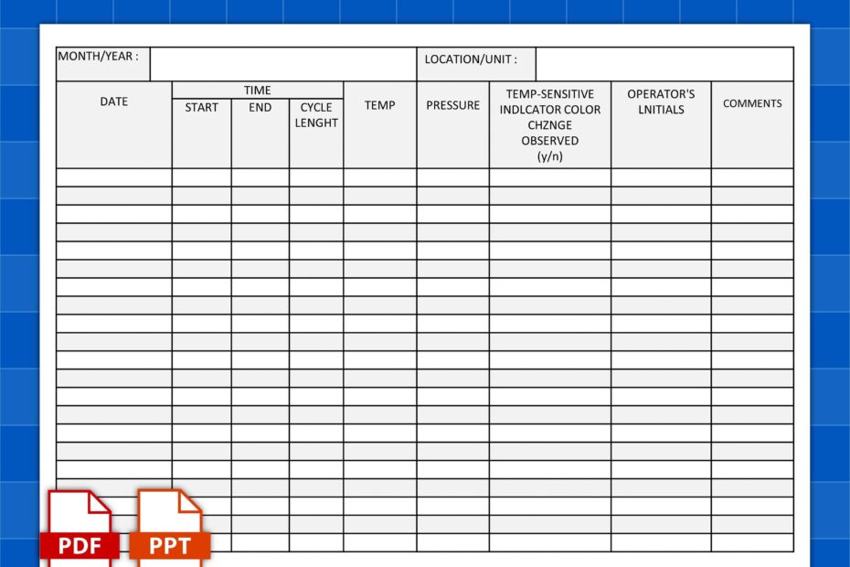 Autoclave Log Printable Sterilization Log Printable Autoclave Tracker Printable Track And Record Sterilization Processes