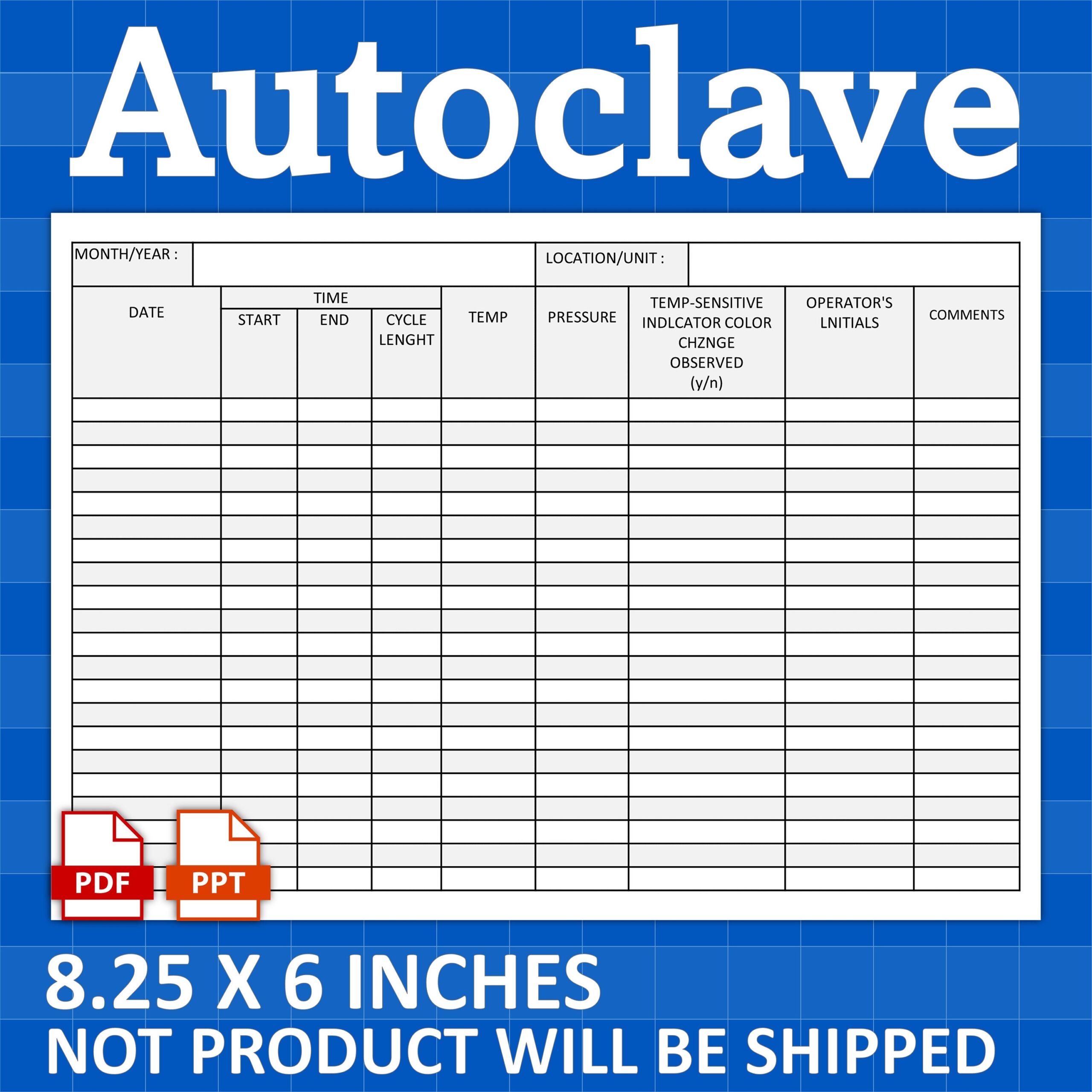 Autoclave Log Printable Sterilization Log Printable Autoclave Tracker Printable Track And Record Sterilization Processes