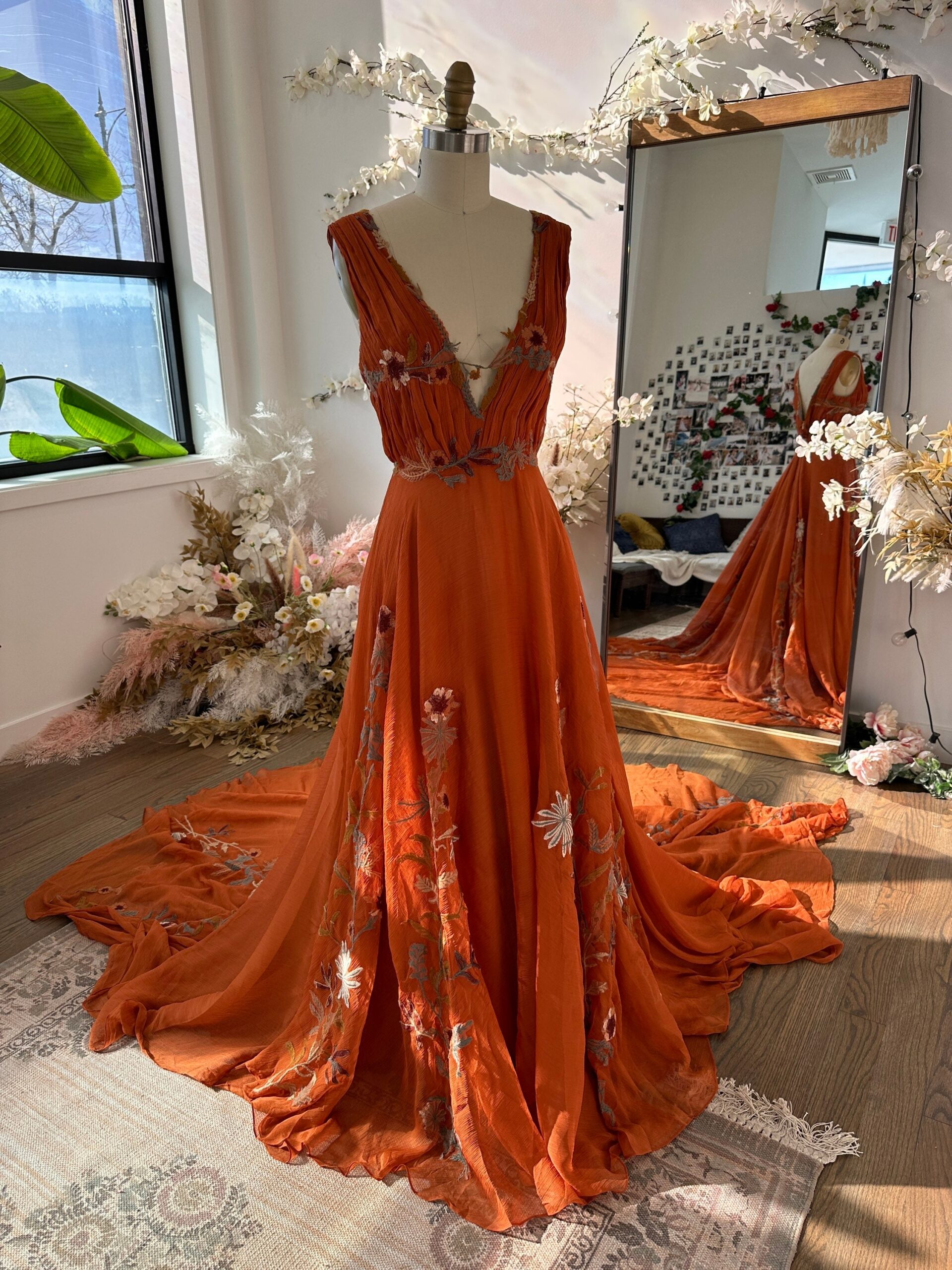 Autumn Fall Wedding Dress Forest Woodland Wedding Dress Elven Dress Rust Color Unique Wedding Dress Sample 3 4 Month