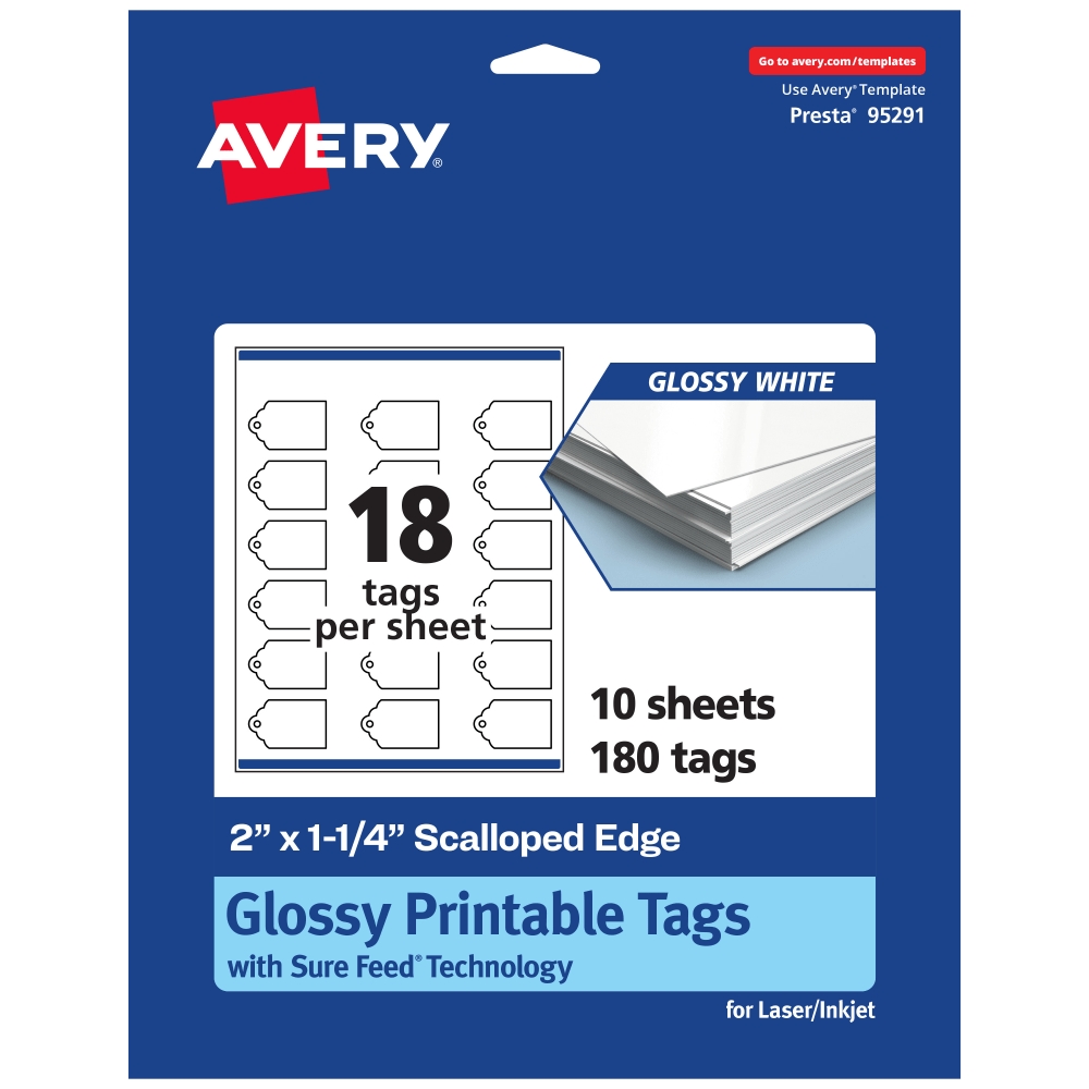 Avery Printable Tickets 2 75 X8 5 Glossy White Pack Of 100 Office Depot