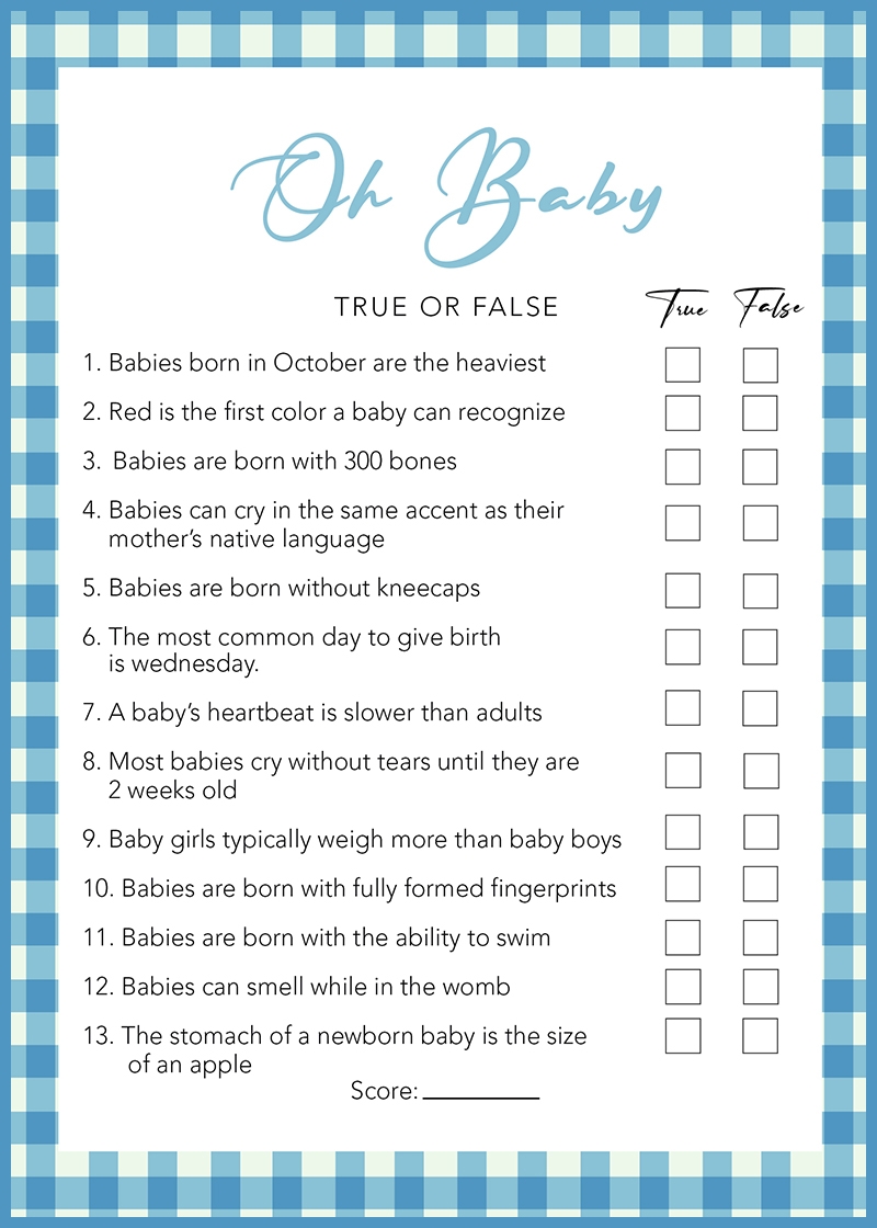 Baby Shower Games Free Printables Trivia Games 