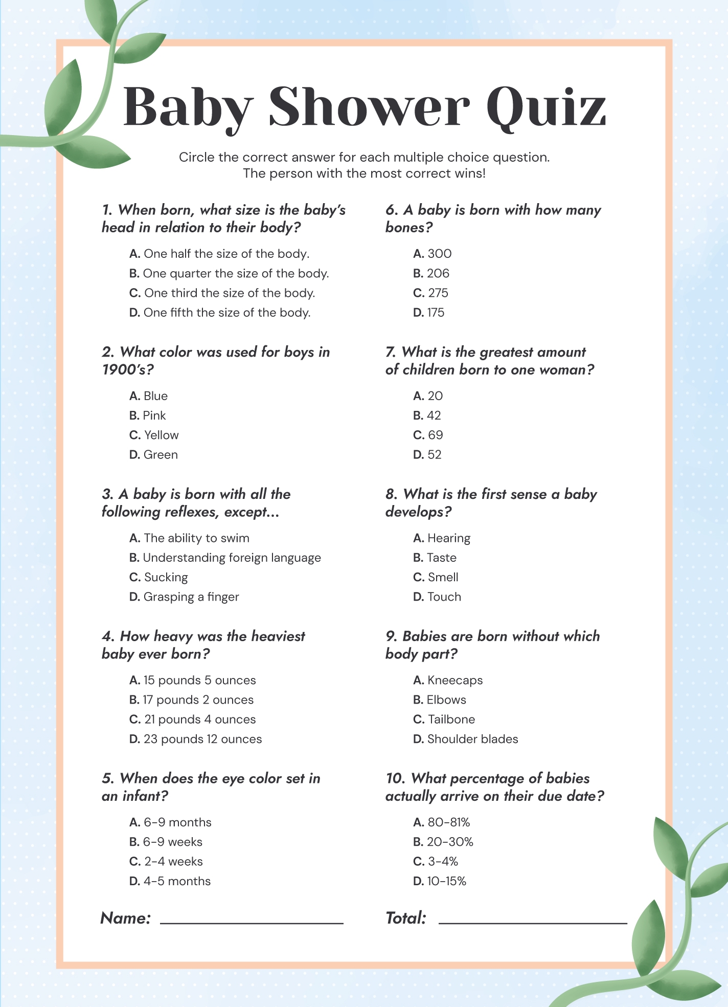Baby Shower Quiz Free Google Docs Template Gdoc io