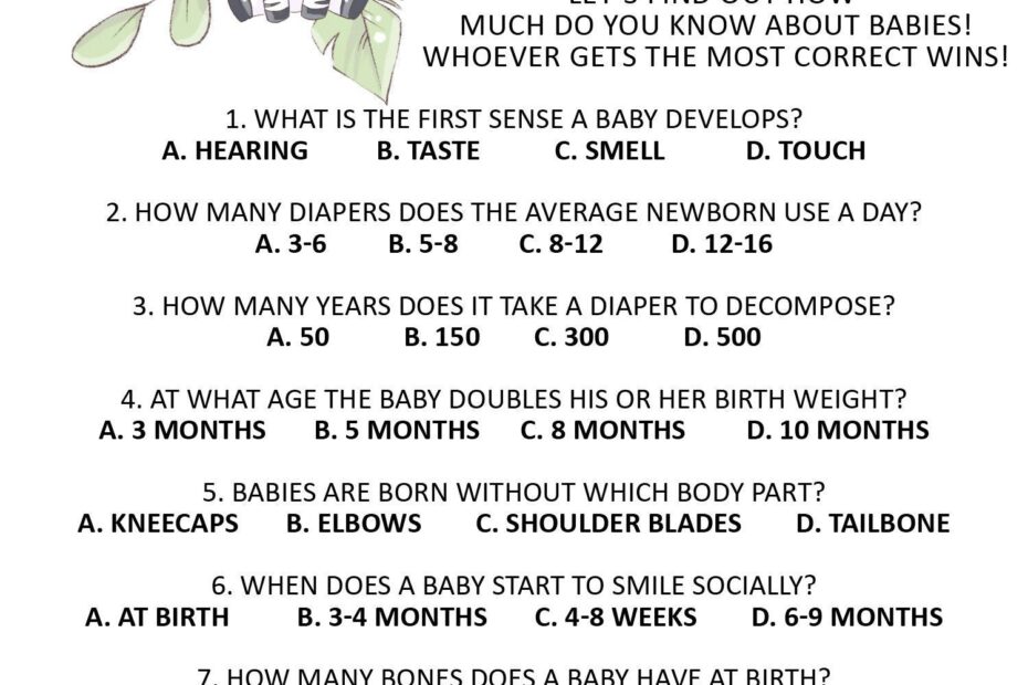 Baby Shower Trivia Game Printable Jungle Inspired Safari Theme Individual Print Etsy