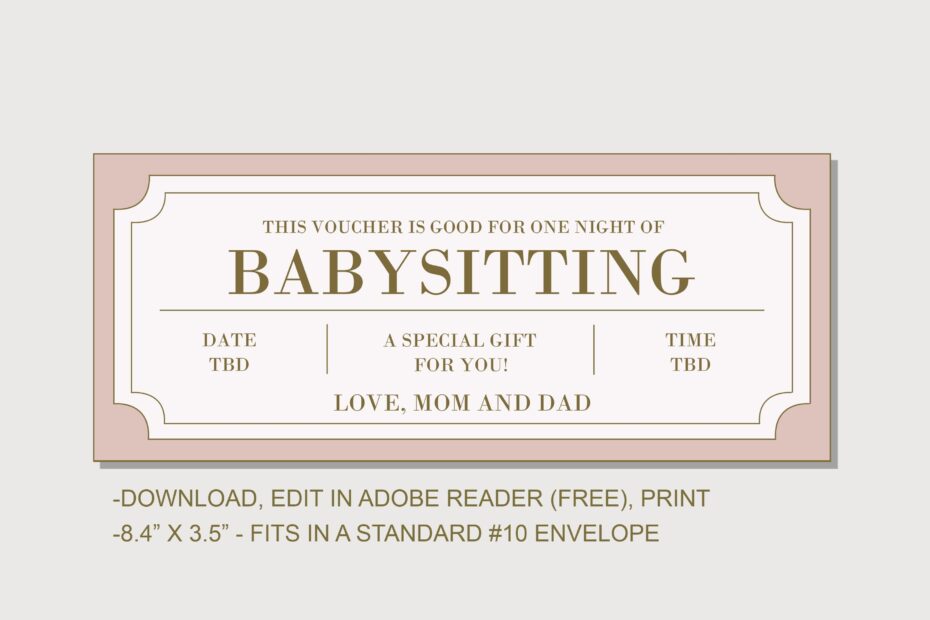 Babysitting Coupon INSTANT DOWNLOAD EDITABLE Text Printable Babysitting Voucher Babysitting Coupon Printable Baby Sitting Coupon Etsy Australia