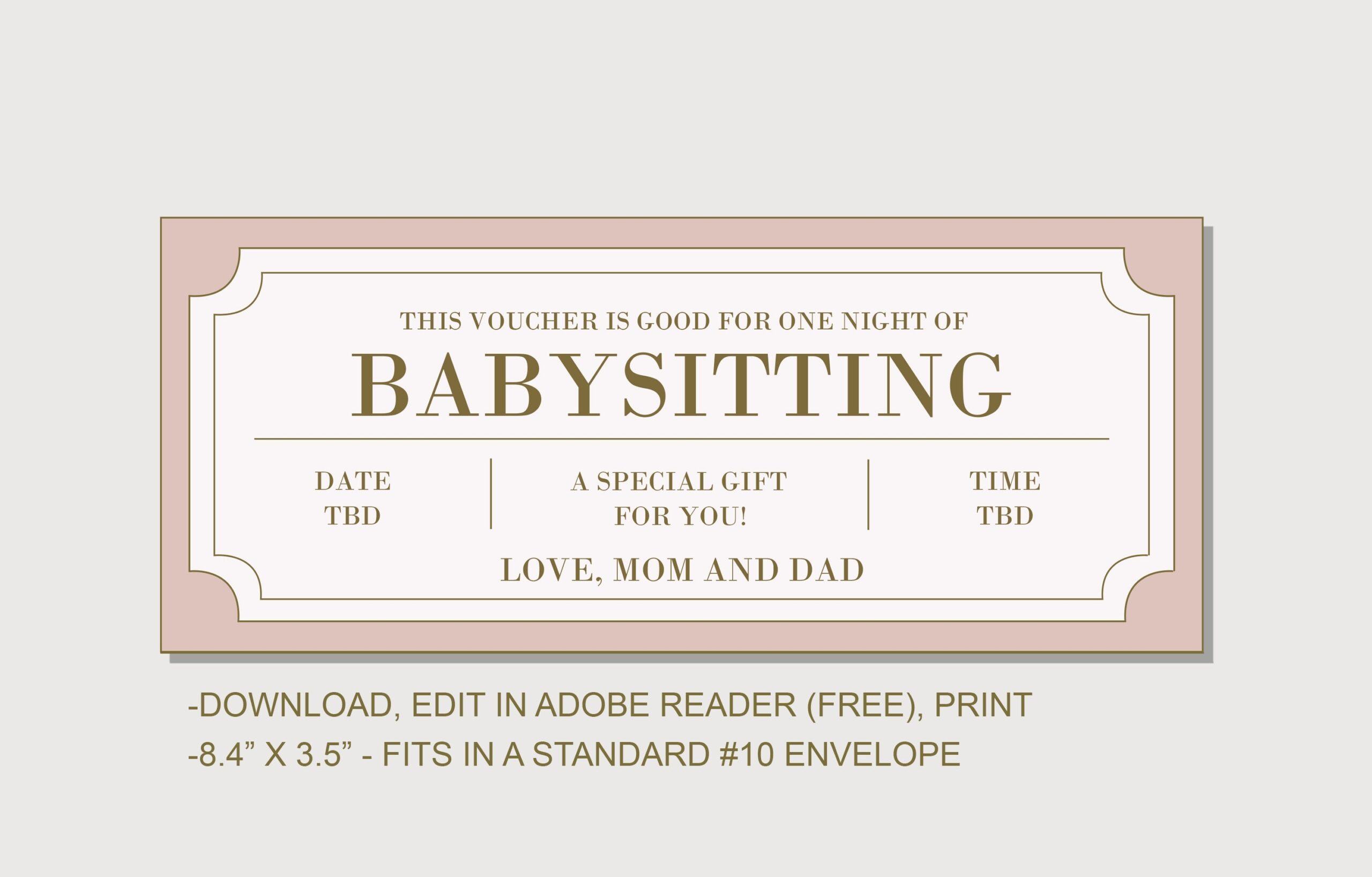 Babysitting Coupon INSTANT DOWNLOAD EDITABLE Text Printable Babysitting Voucher Babysitting Coupon Printable Baby Sitting Coupon Etsy Australia