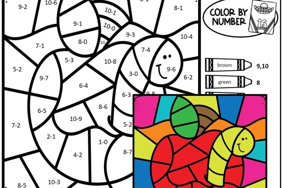 BACK TO SCHOOL COLOR BY NUMBER SUBTRACTION TO 10