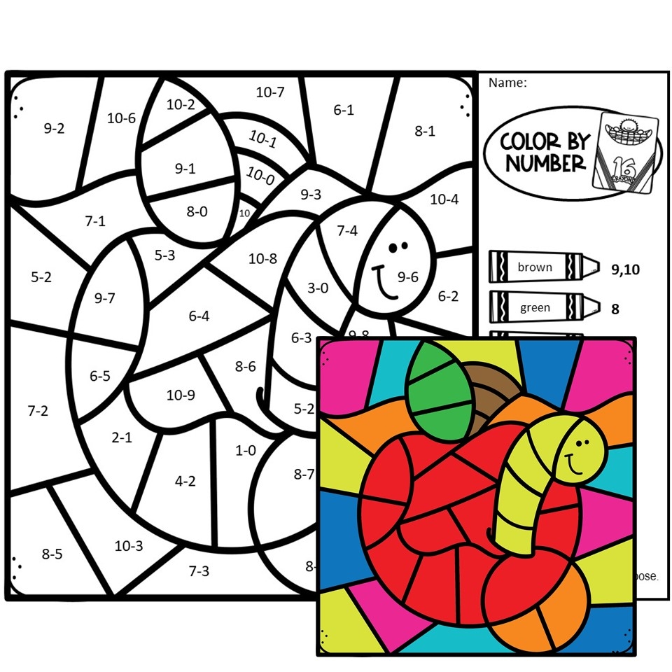 BACK TO SCHOOL COLOR BY NUMBER SUBTRACTION TO 10