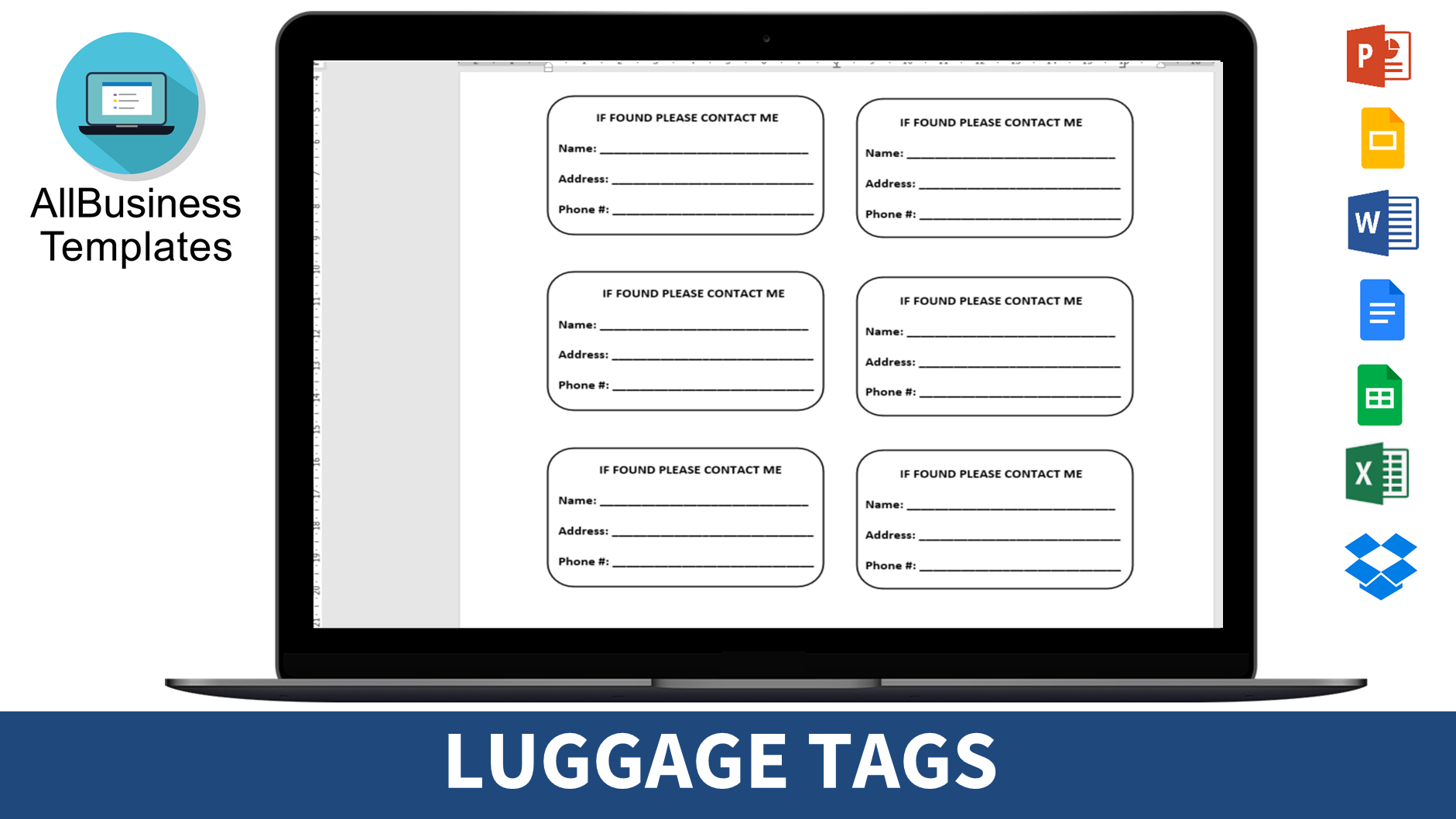 free printable printable downloadable luggage tag template