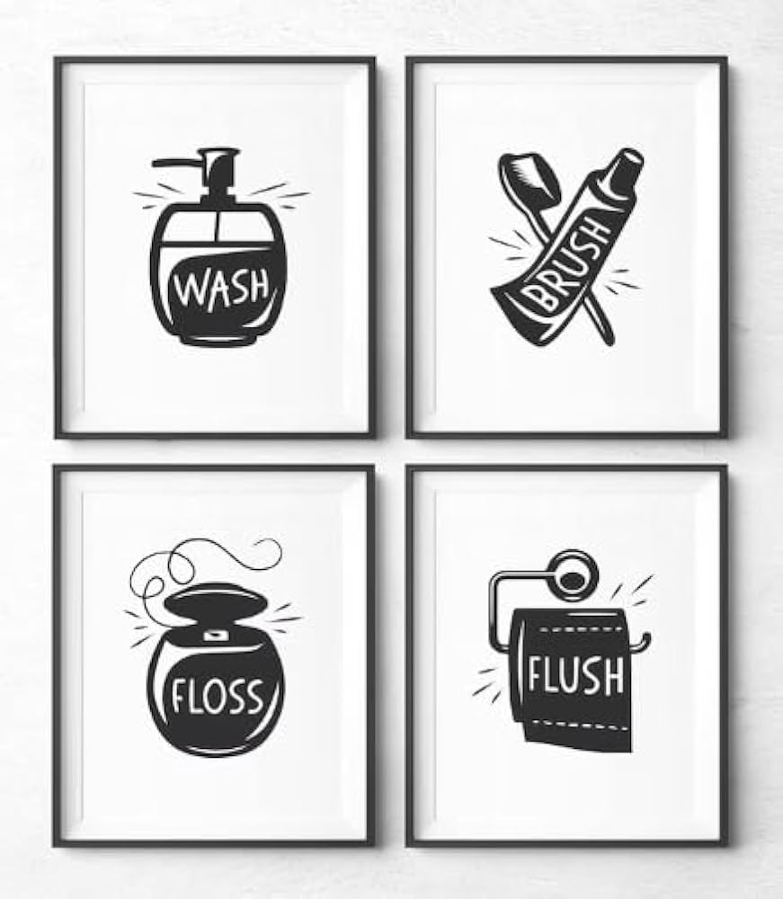 Bathroom Wall Decor Bathroom Art Toilet Sign Printable Wall Art 8x10 Wall Art Print Bathroom Sign Bathroom Prints Set Black And White Wall Art 