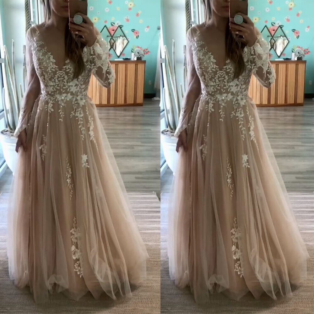 champagne color long dress