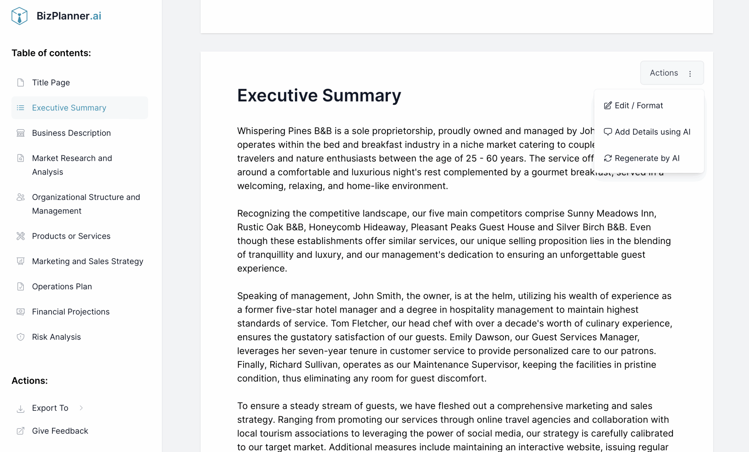 Bed And Breakfast Business Plan Template PDF