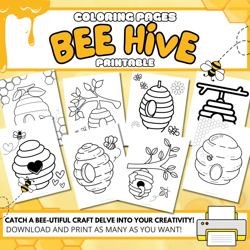 Beehive And Bee Coloring Pages For Kids And Beehive Printables
