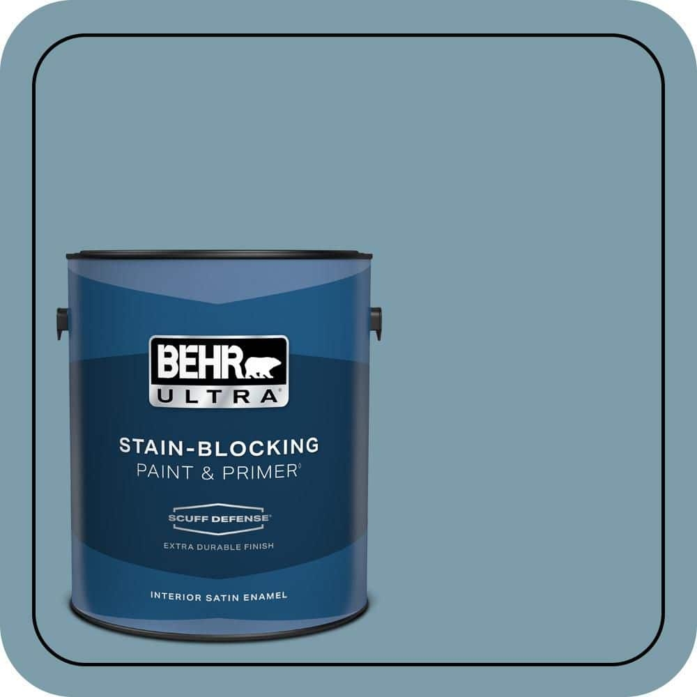 BEHR ULTRA 1 Gal S470 4 Dolphin Blue Extra Durable Satin Enamel Interior Paint U0026 Primer 775401 The Home Depot