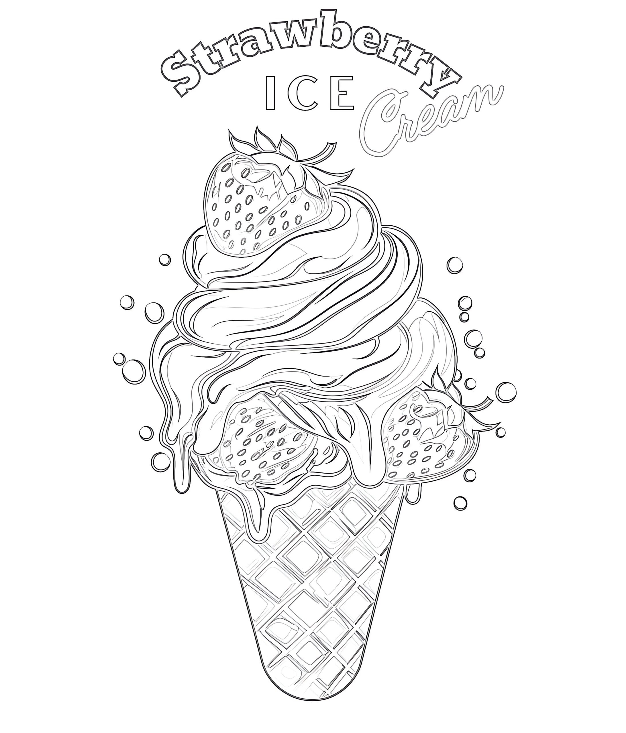 Best Strawberry Ice Cream Coloring Page Coloring Pages Mimi Panda