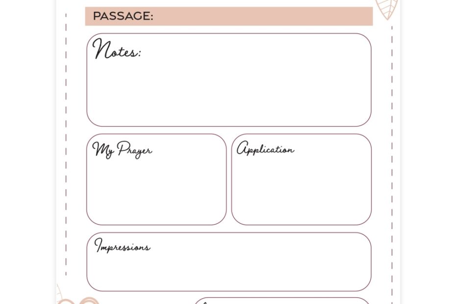 Bible Study Page Flowers Free Christian Printables
