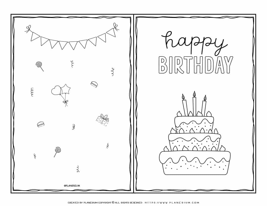 Birthday Card Template Happy Birthday Cake Planerium