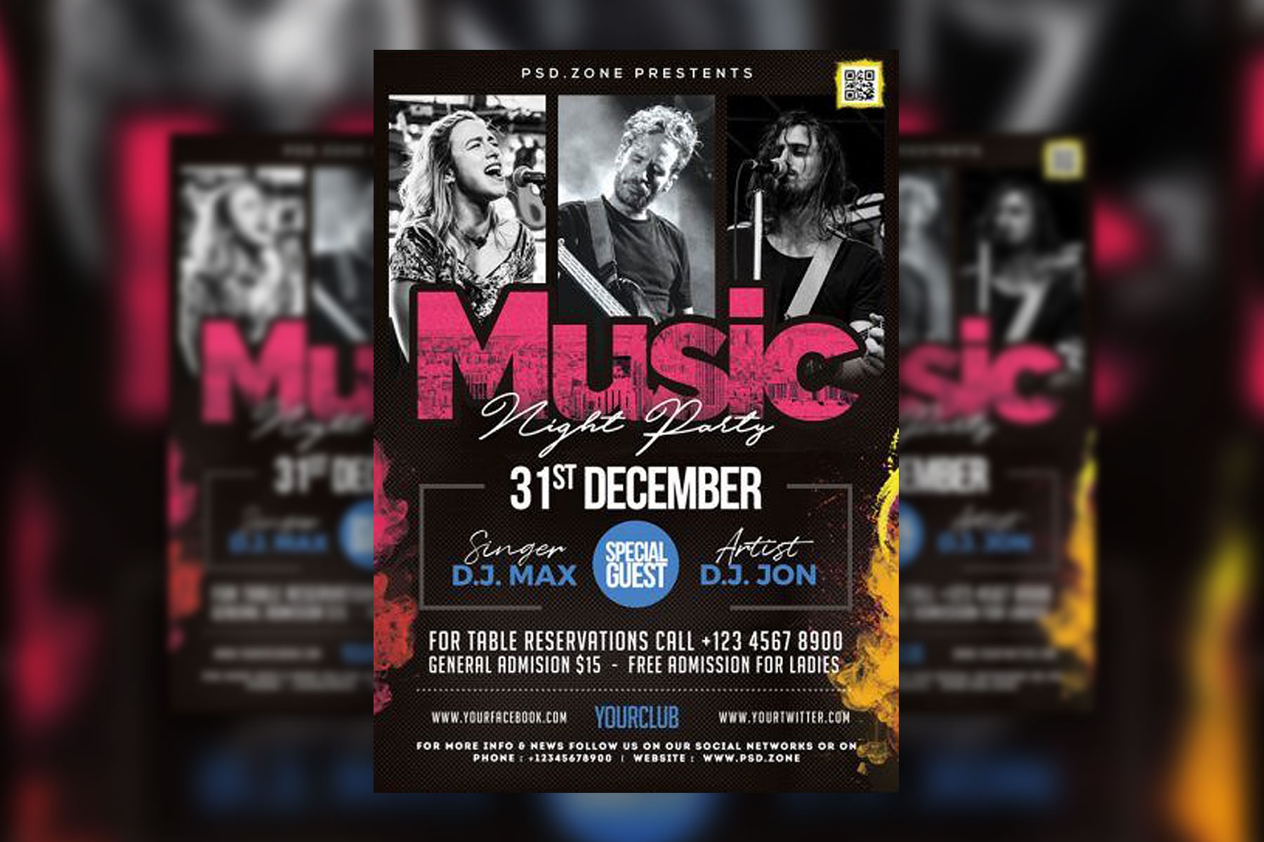 Black And Pink Music Event Flyer Template Free Download Resource Boy