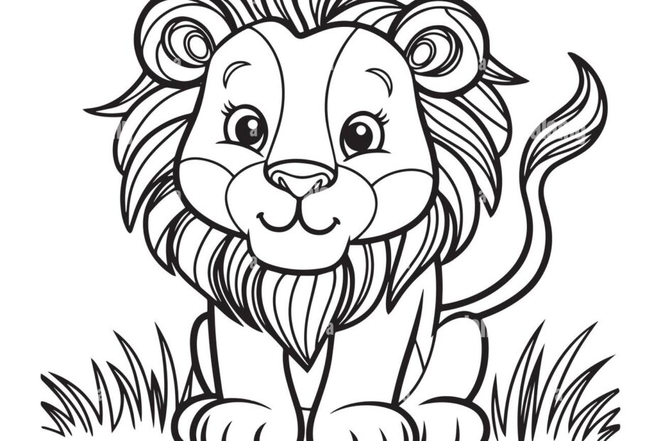 Black And White Lion Coloring Pages Hi res Stock Photography And