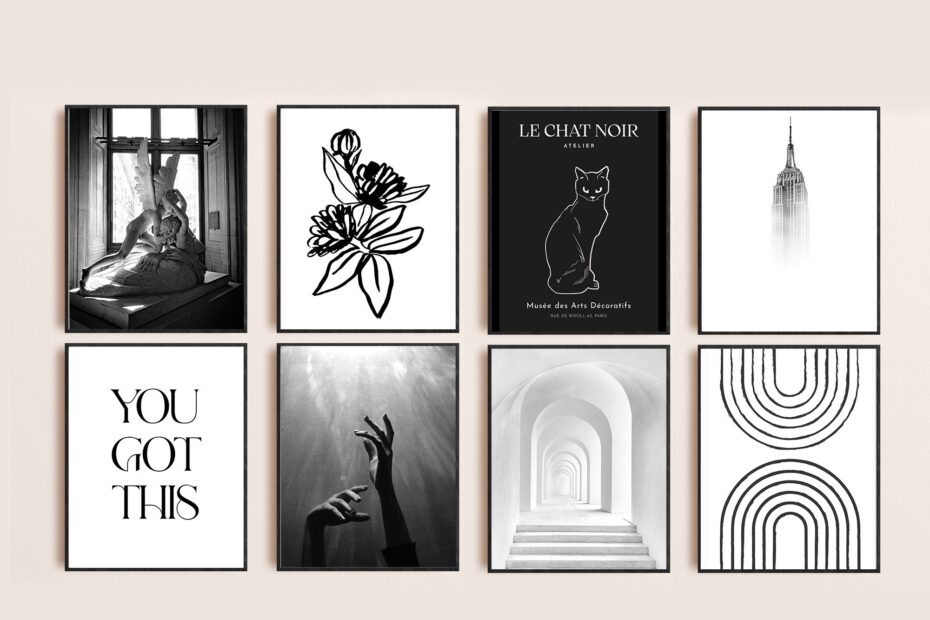 Black And White Printable Wall Art Set Of 8 Minimalist Gallery Wall Art Modern Printable Wall Art Aesthetic Wall Decor Trendy Wall Art Etsy