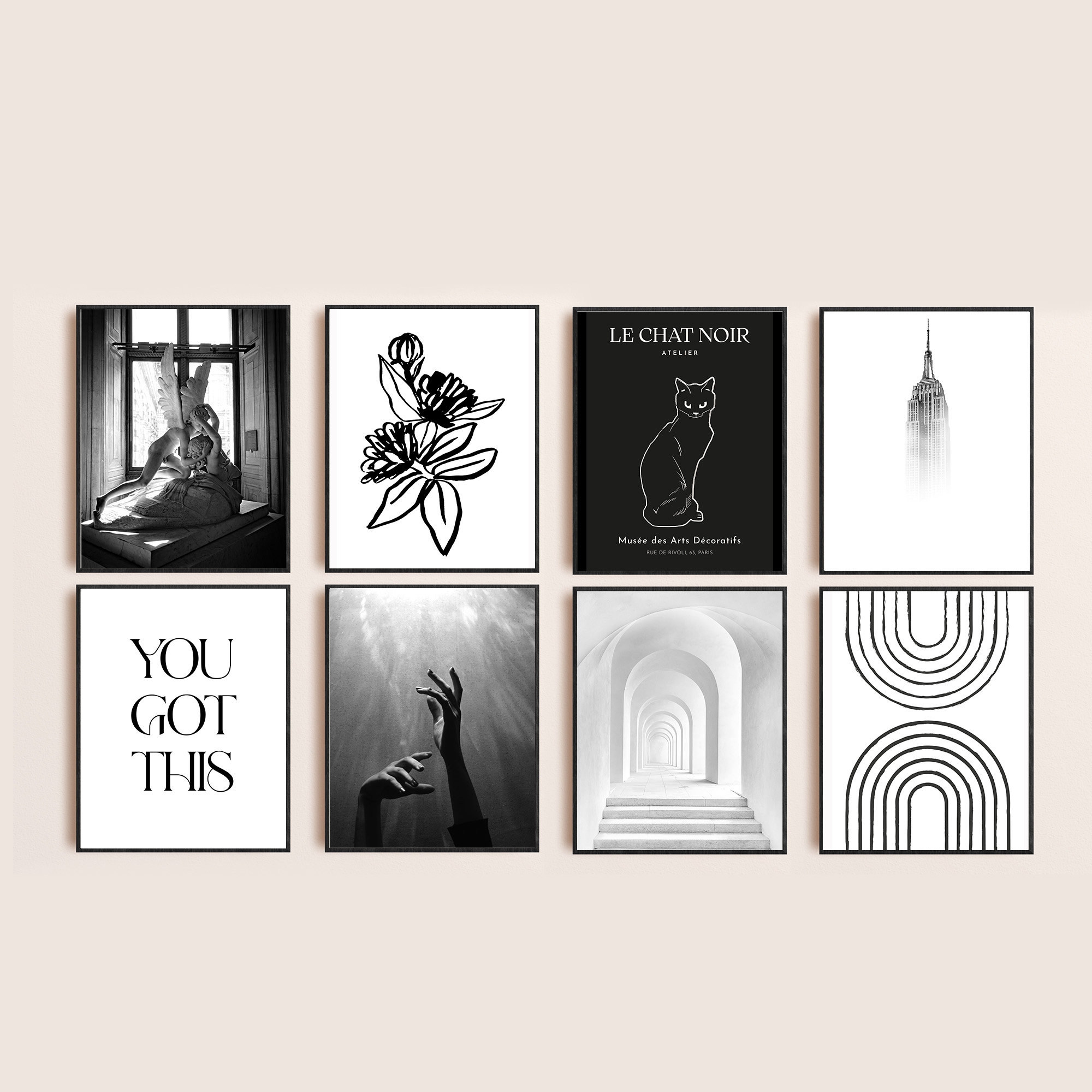 Black And White Printable Wall Art Set Of 8 Minimalist Gallery Wall Art Modern Printable Wall Art Aesthetic Wall Decor Trendy Wall Art Etsy