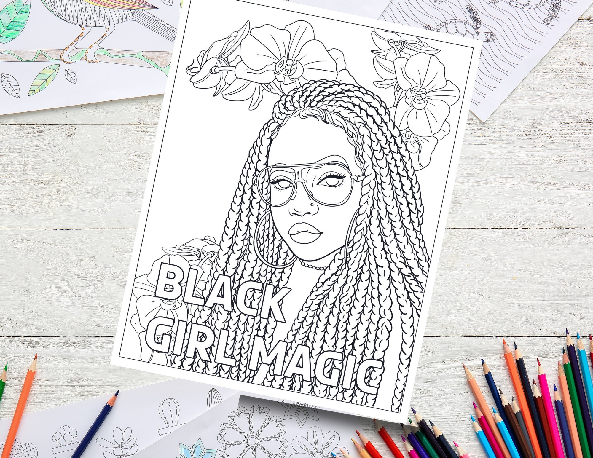 Black Girl Magic Black Girl Coloring Pages Natural Hair Printable Coloring Page Etsy