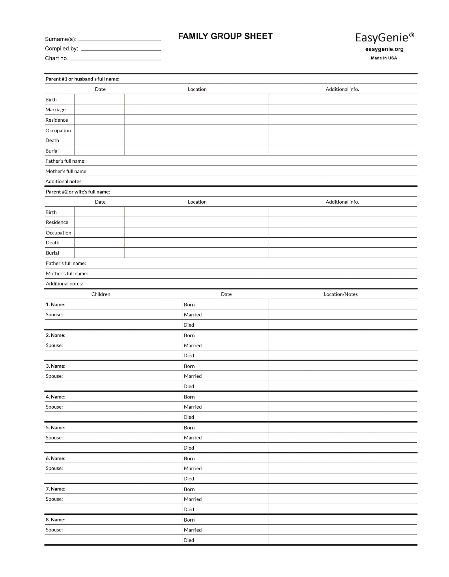 family group worksheet