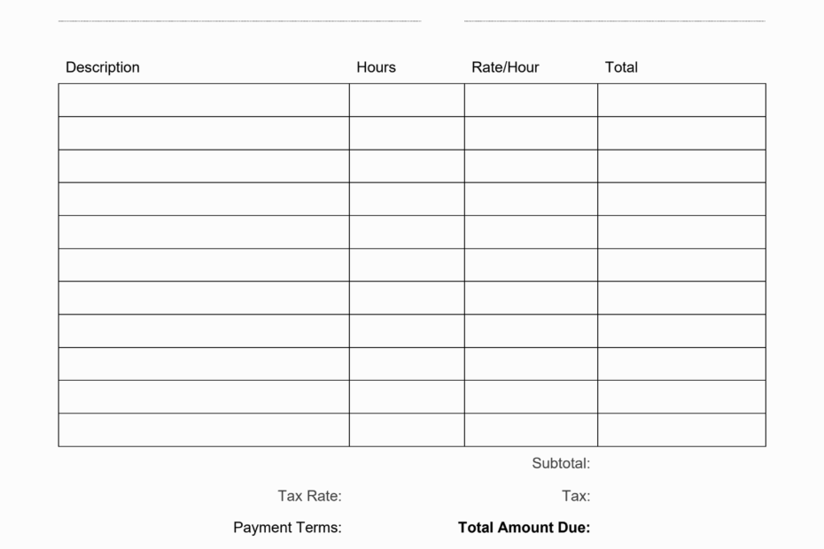 Blank Invoice Template In Word Printable Worksheets Library