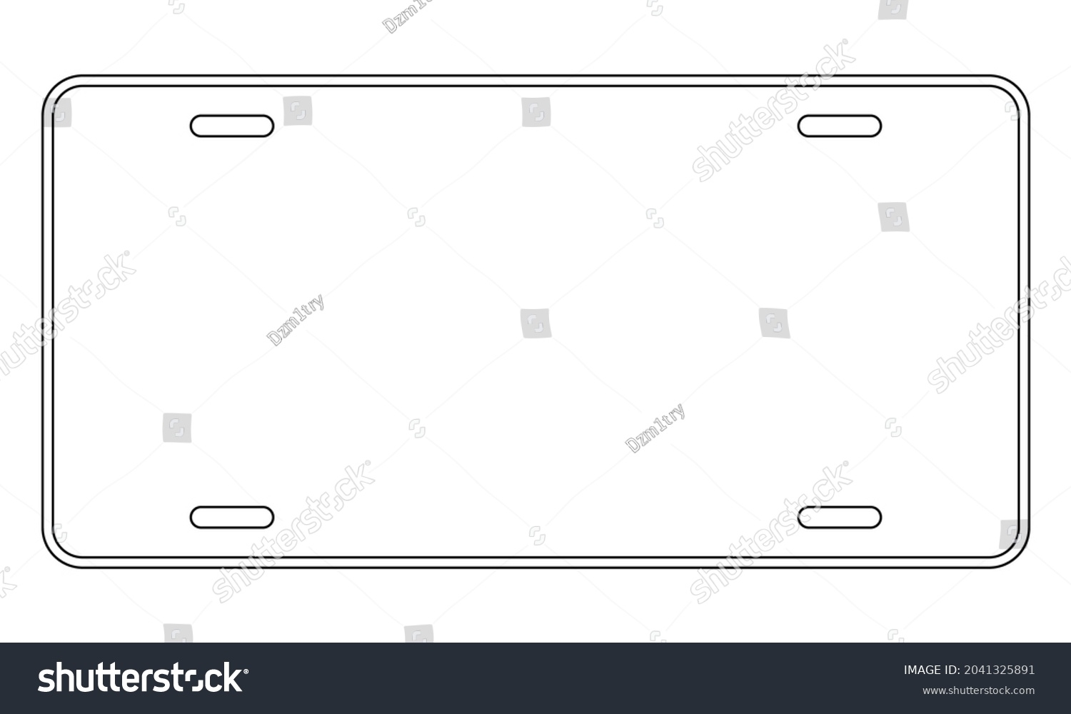 Blank License Plate Template Clipart Image Stok Vekt r Telifsiz 2041325891 Shutterstock