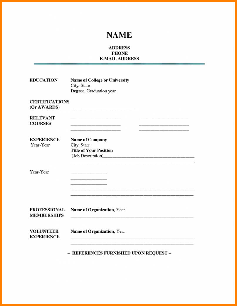 Blank Resume Forms